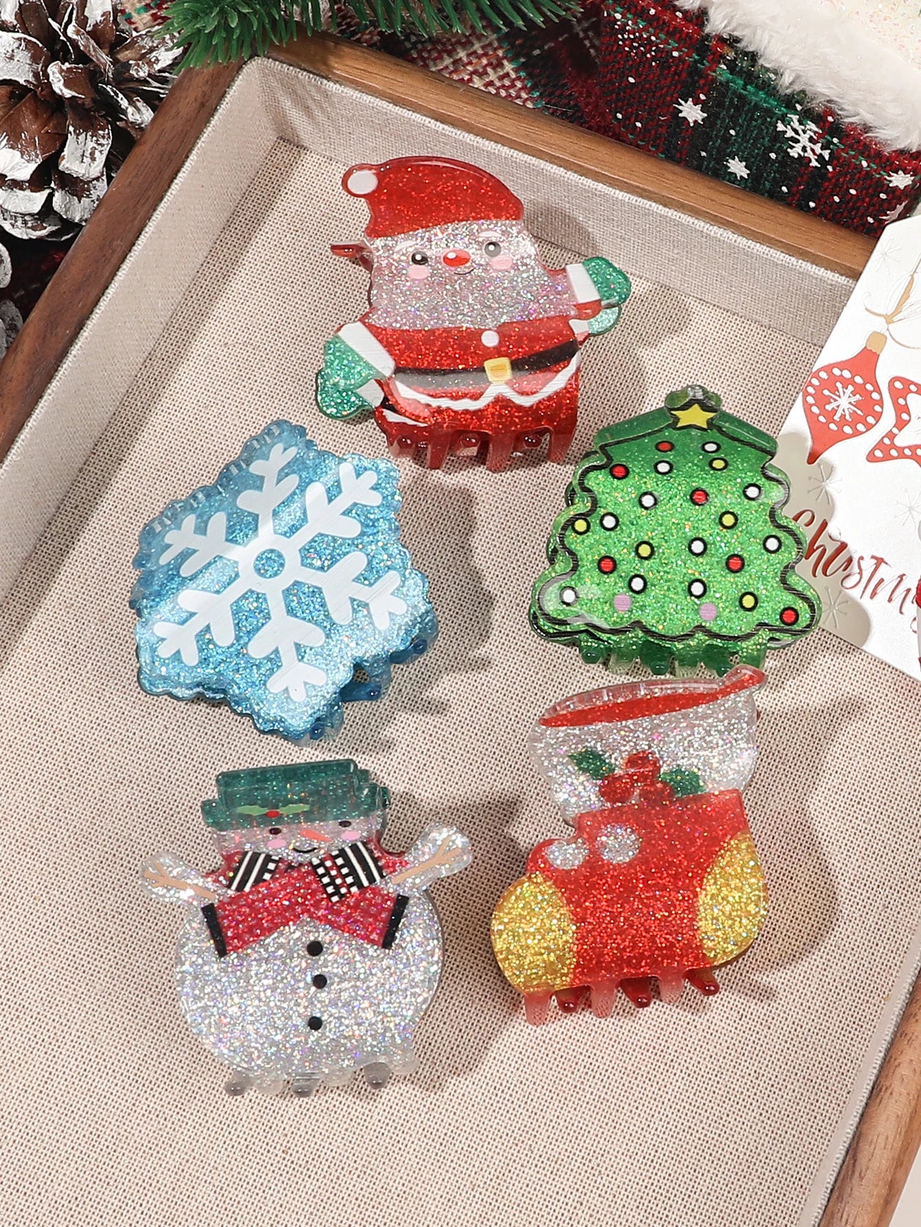 1 Pcs Small Christmas Hair Claw Clips for Women Girls Cute Mini Snowman Snowflake Tree Bell Hair Jaw Clips NonSlip Barrettes