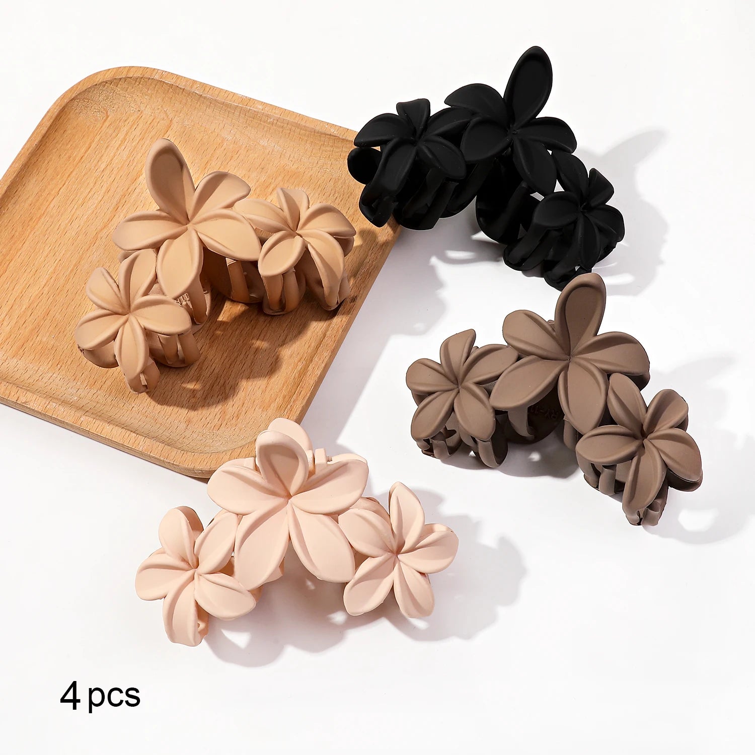 4Pcs Flower Hair Claw Clips,Hawaiian Hibiscus Flower Hair Clips Beach Hair Accessories for Women Girls