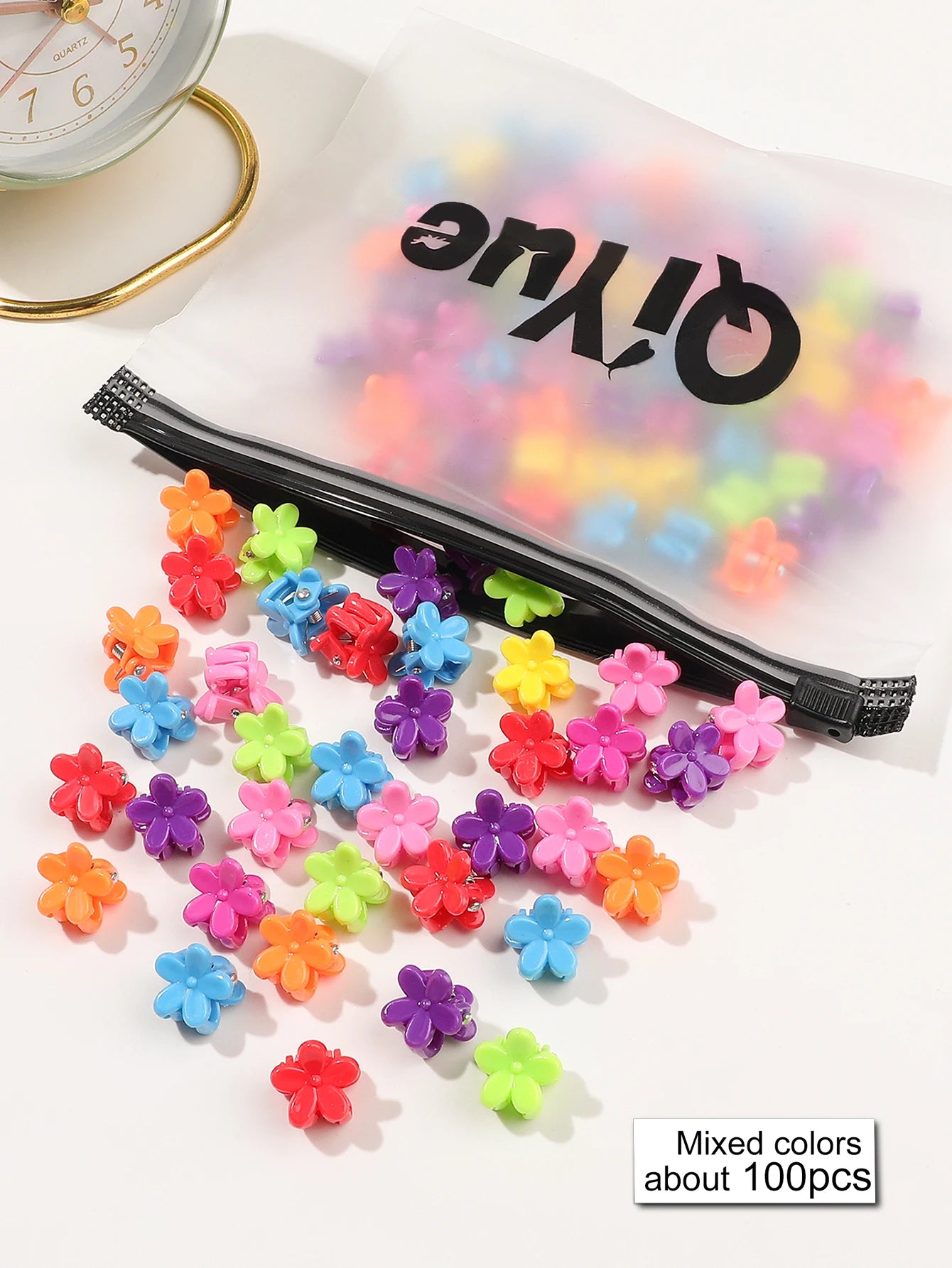 100Pcs Mini Hair Clips Flower Claw Clips for Thin Thick Hair 90s Hair Accessories for Women Party Gifts Assorted Color