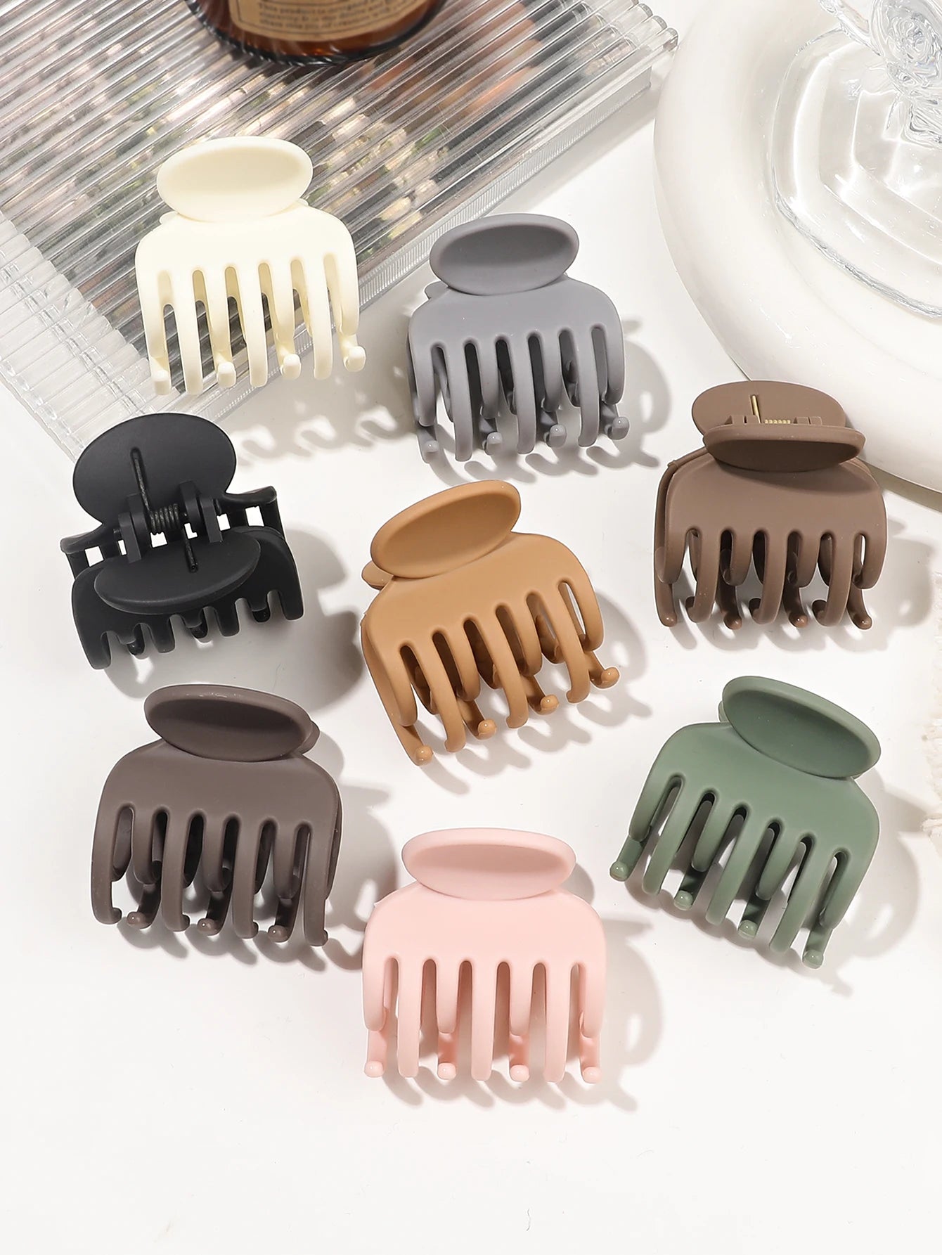 8Pcs Double Row Teeth Hair Clips Small Claw Clips for Thin Hair,1.7" Medium Matte Non-slip Short Hair Accessories for Women Girl